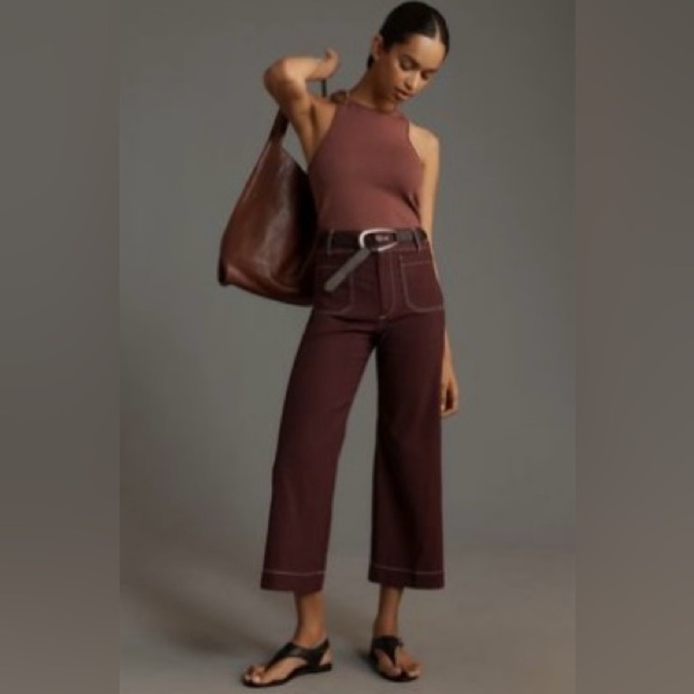 NWT Maeve The Colette Cropped Wide Leg Trousers. Size 28